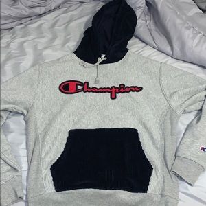 Champion Hoodie w/ Corduroy hood & pocket